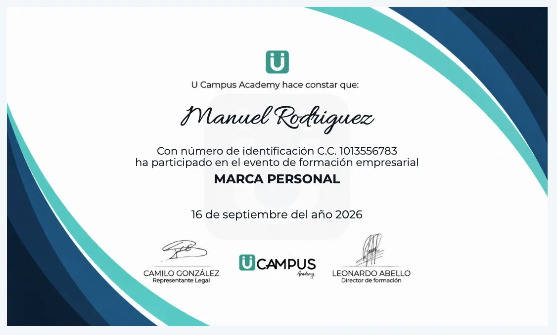 Ejemplo de constancia de participación de U Campus Academy