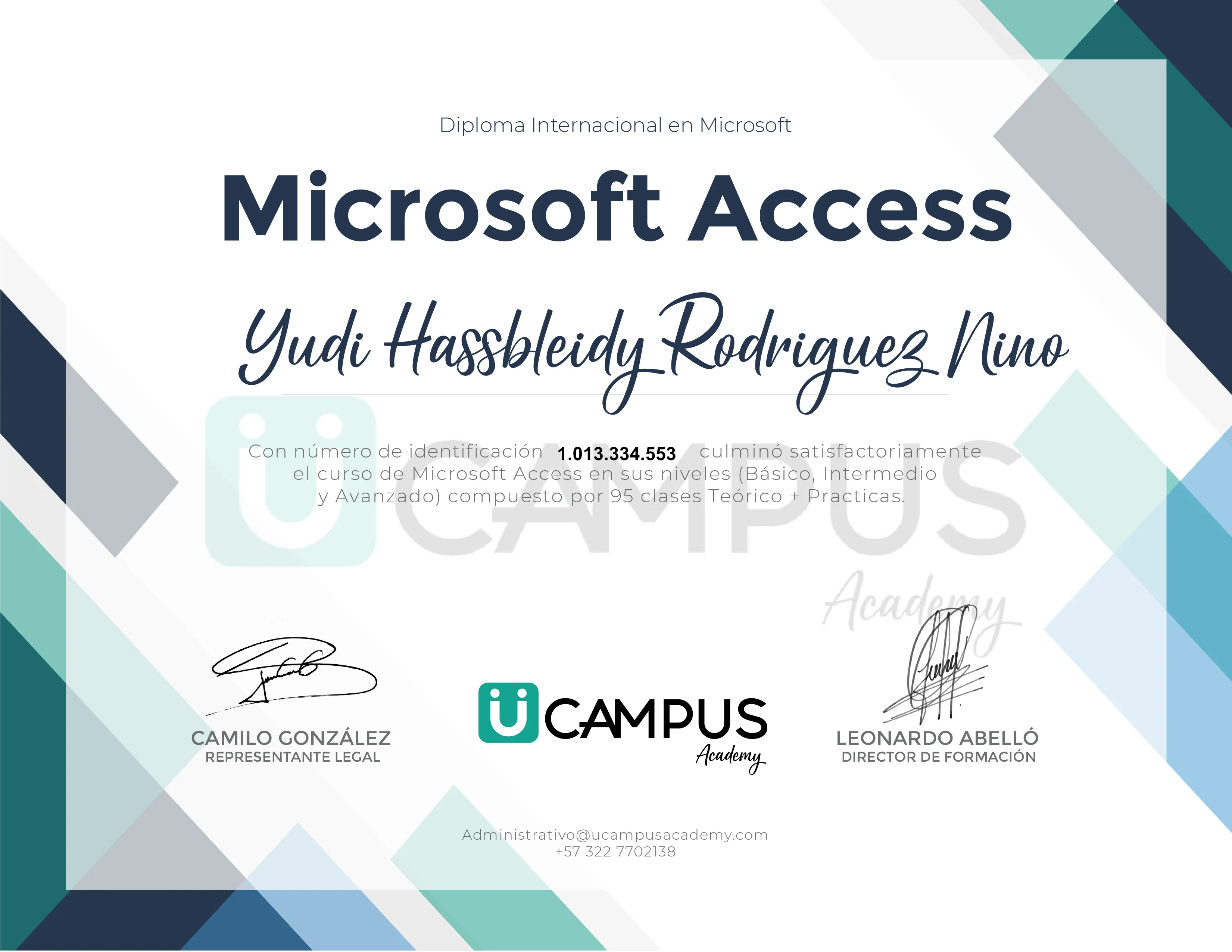 Modelo de constancia internacional de Access