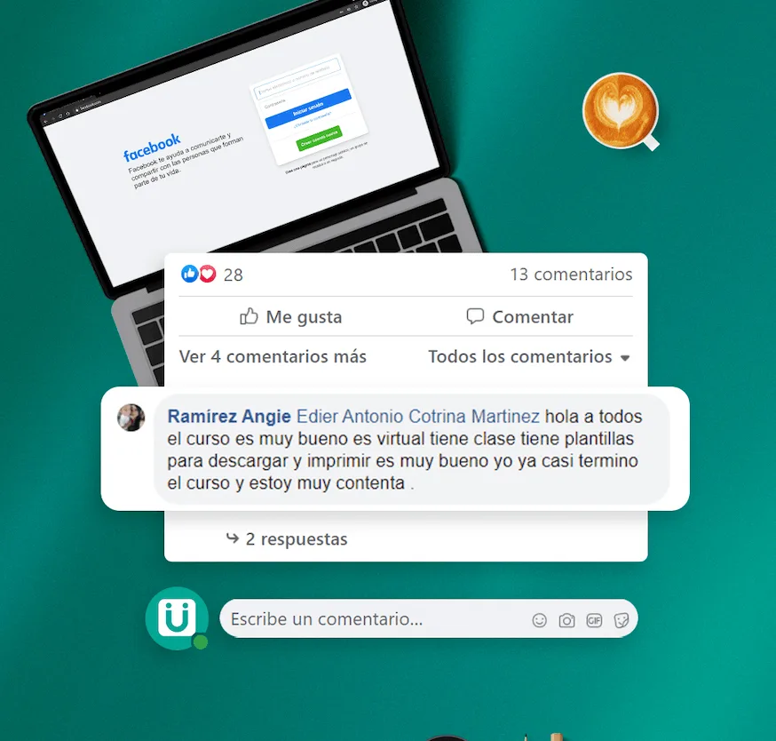Comentario de una estudiante sobre el curso virtual
